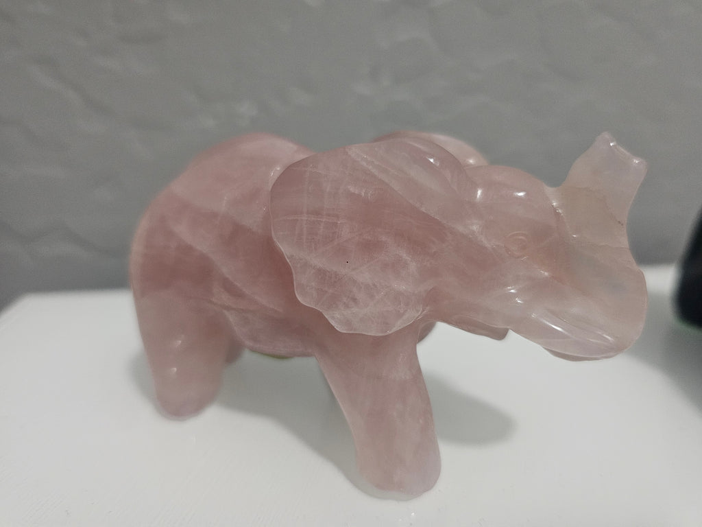 Lucky Rose Quartz Elephant