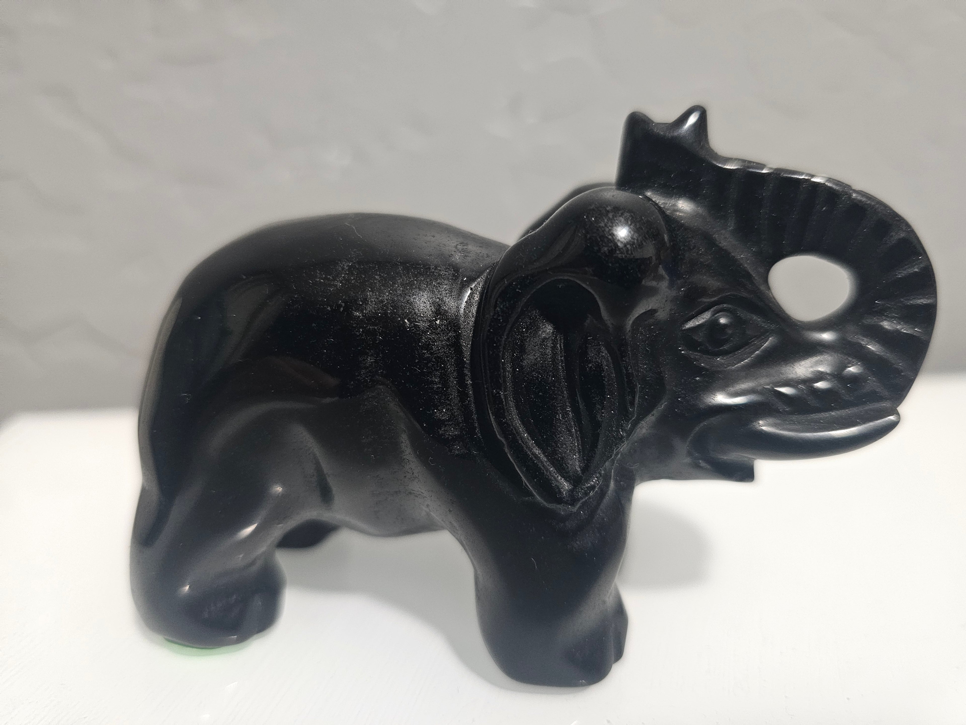 Lucky Black Obsidian Elephant